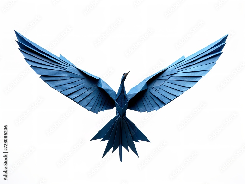 Naklejka premium Origami Crane Taking Flight Hope and Elegance Isolated on White Background AI Generated