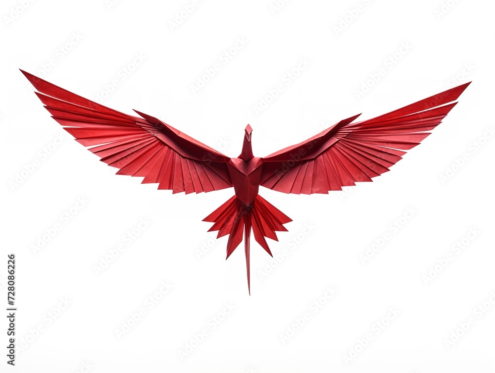 Obraz premium Origami Crane Taking Flight Hope and Elegance Isolated on White Background AI Generated