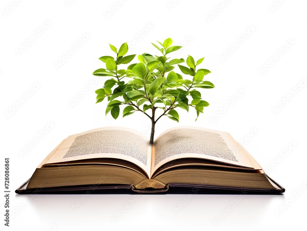 Seedling Growing in Open Book Knowledge and Growth Isolated on White Background AI Generated Seedling Growing in Open Book Knowledge and Growth Isolated on White Background AI Generated