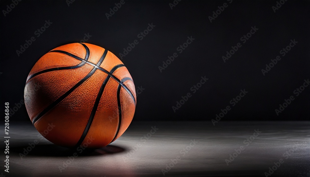 basketball on a black background panoramic background or basketball with blank space