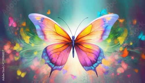 flying butterfly with colorful wings on background digital © Charlotte