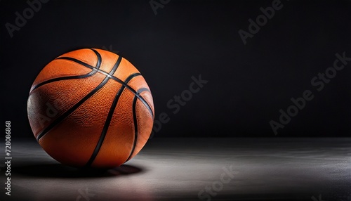 basketball on a black background panoramic background or basketball with blank space © Charlotte
