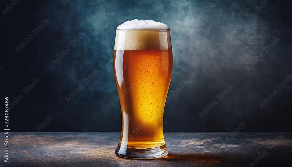 a glass of beer on a dark background