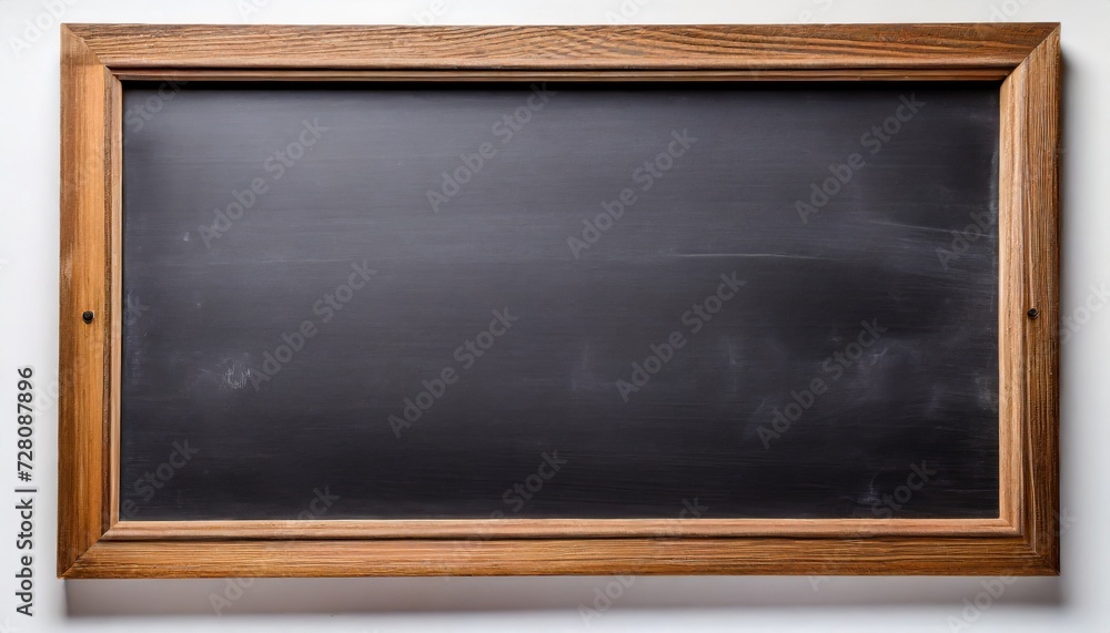 blank blackboard in wooden frame on or white background