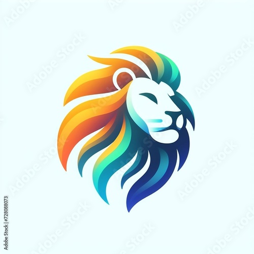 flat vector gradient logo of lion head Illustration with white Background with space for copy created with generative ai