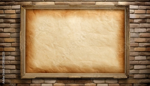 parchment background in brick frame with clipping path