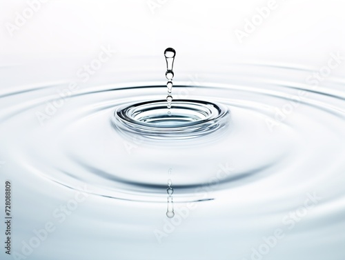 Water Droplet Creating Ripples Impact and Influence Isolated on White Background AI Generated