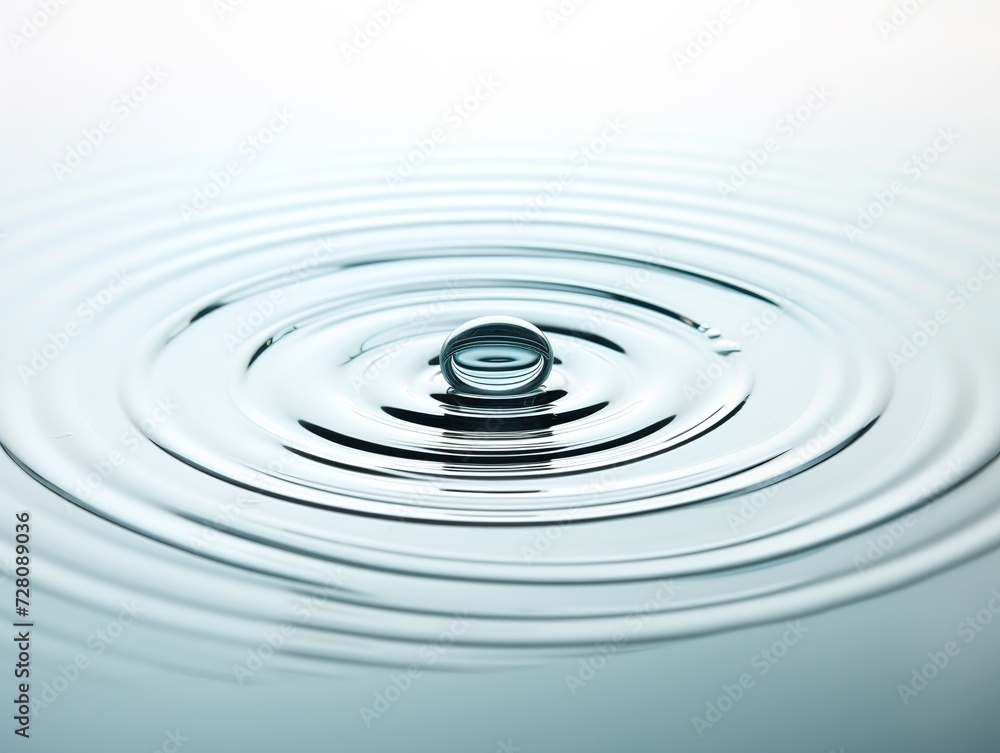 Water Droplet Creating Ripples Impact and Influence Isolated on White Background AI Generated Water Droplet Creating Ripples Impact and Influence Isolated on White Background AI Generated