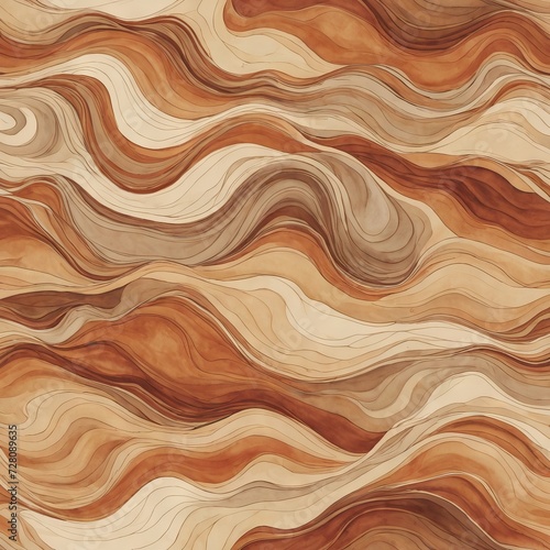 Abstract Earth Tones Watercolor Waves