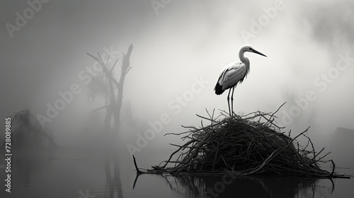 portrait of a stork in a lake