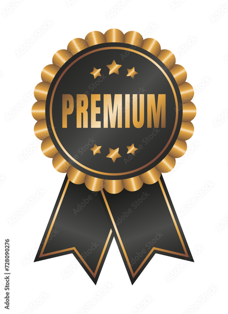 Black and gold premium badge. Vector and PNG on transparent background. Black and gold premium badge. Vector and PNG on transparent background.