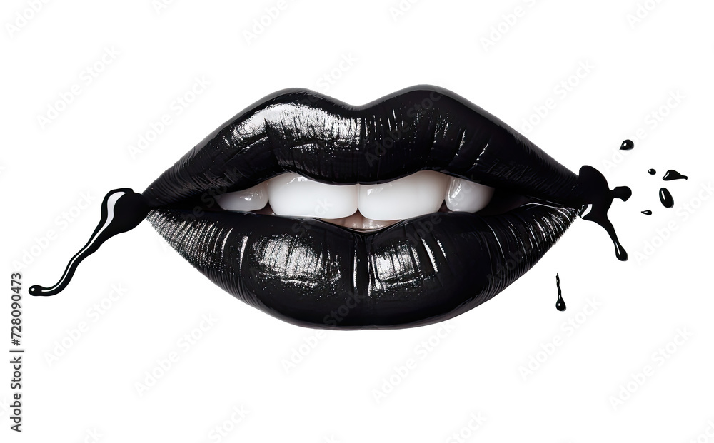 Close-up of woman’s mouth with black lipstick Close-up of woman’s mouth with black lipstick