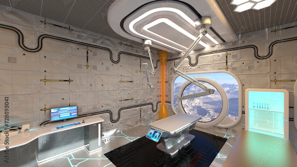 宇宙船内の検査室 3DCGレンダリング 宇宙船内の検査室 3DCGレンダリング