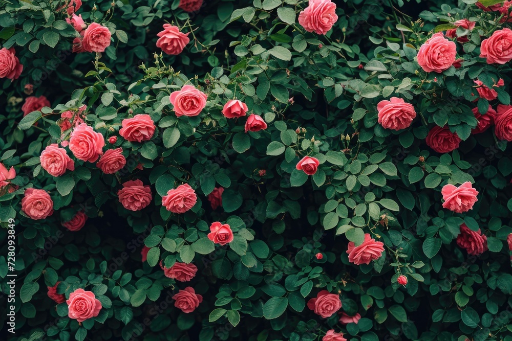 Rose bush texture background generative AI Rose bush texture background generative AI