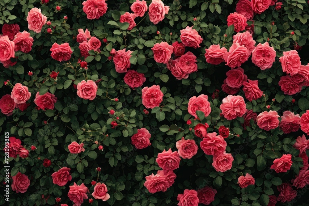 Rose bush texture background generative AI Rose bush texture background generative AI