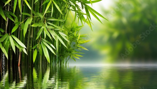 bamboo background lush foliage with reflection in the water © Marsha