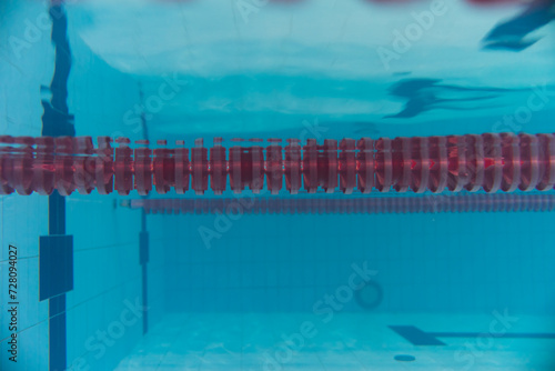 Path in a sports pool, underwater photo.
