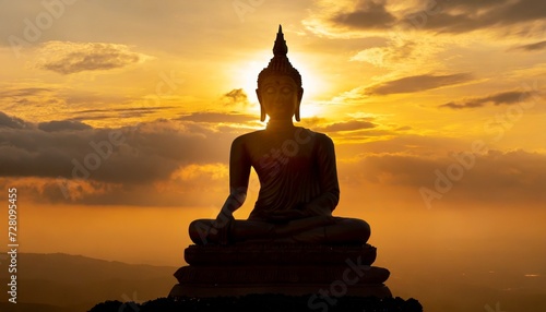 buddha silhouette on golden sunset background beliefs of buddhism