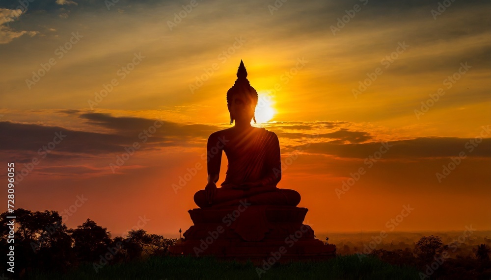 buddha and sunset