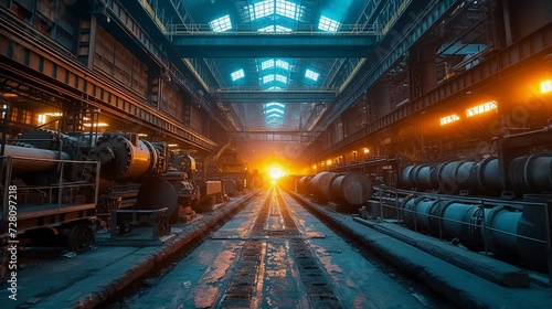 Steelworks interior, large metal components
