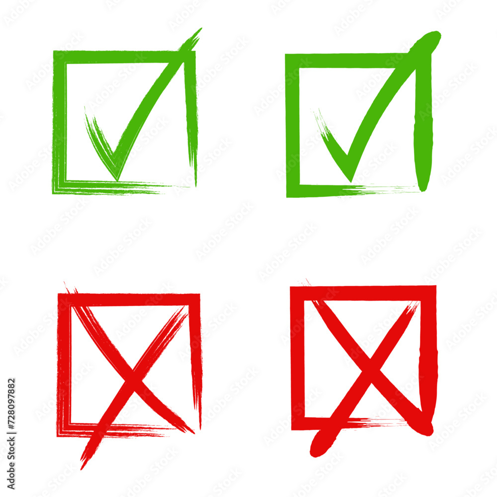 Check and cross marks in circles set Check and cross marks in circles set