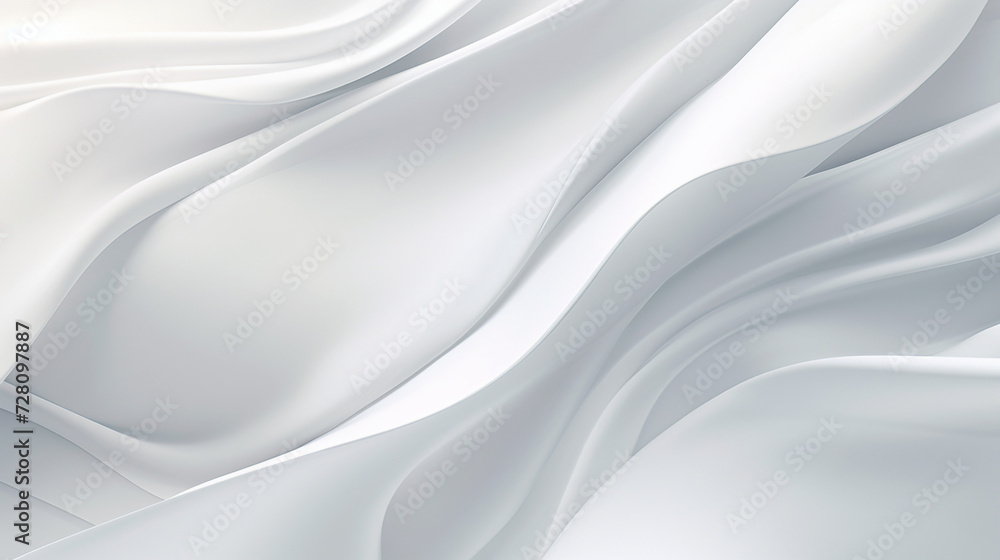 White silk fabric with a smooth, flowing abstract design White silk fabric with a smooth, flowing abstract design