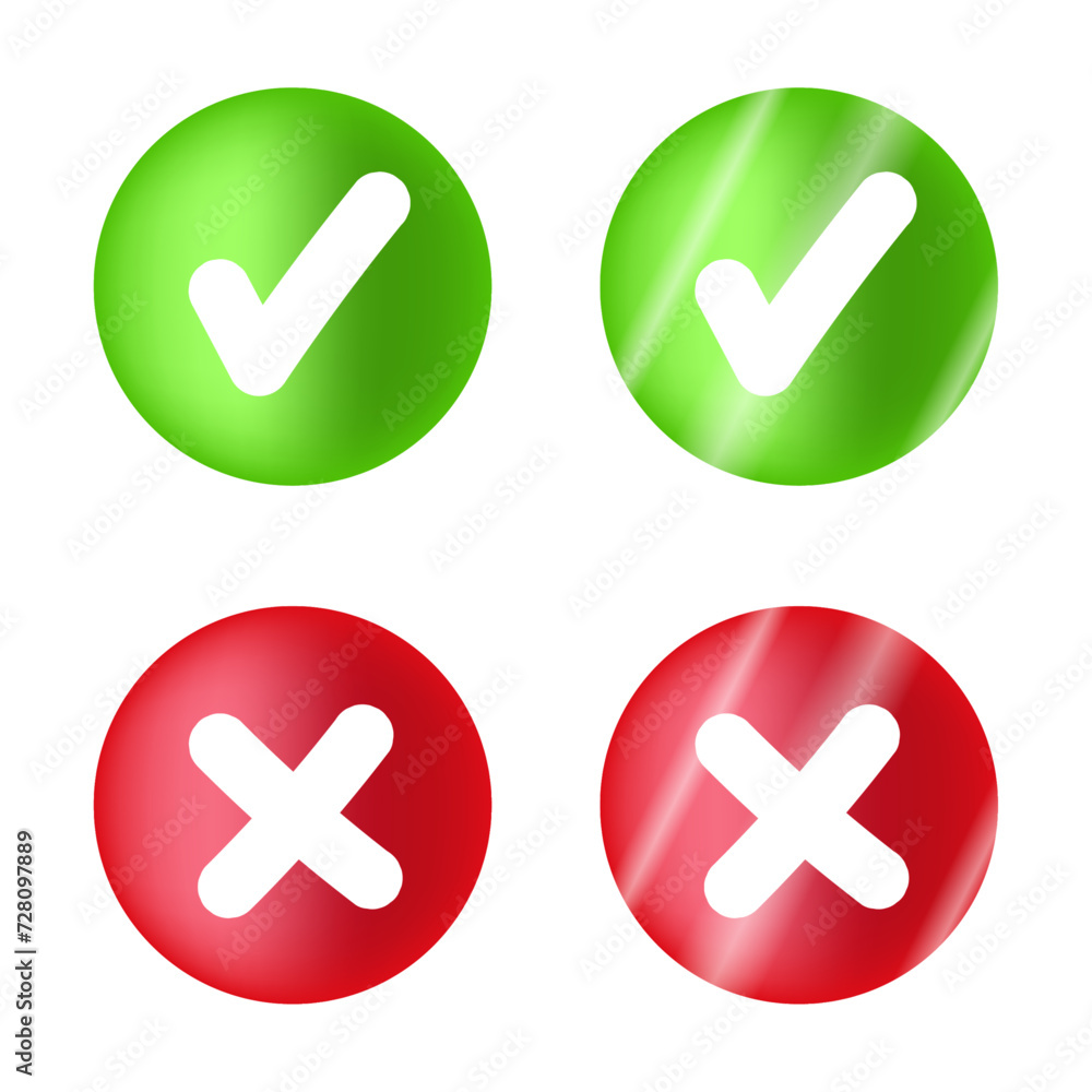 check and cross in boxes and circles set check and cross in boxes and circles set