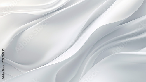 White silk fabric with a smooth, flowing abstract design