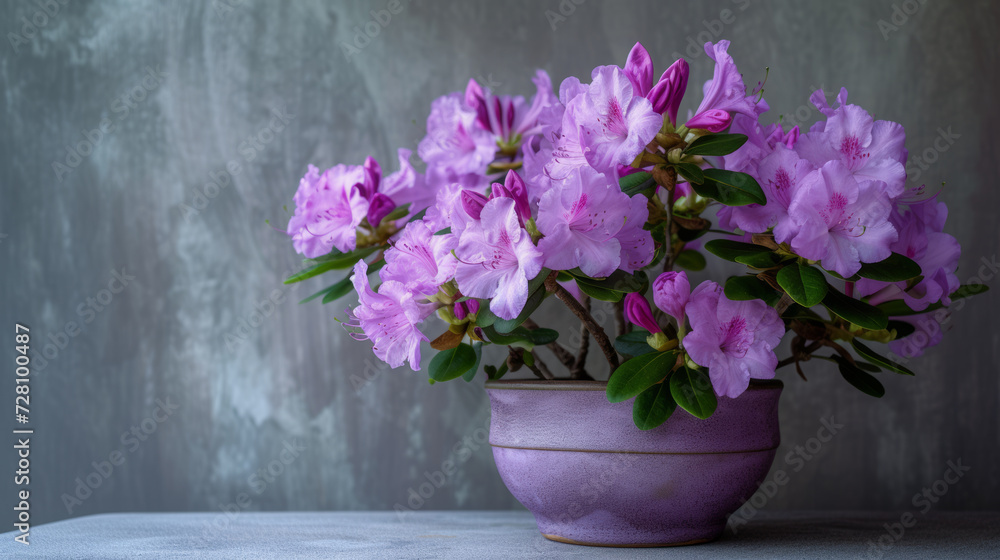 Beautiful purple Japanese azalea in the pot Beautiful purple Japanese azalea in the pot
