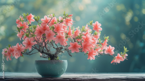 Beautiful Japanese azalea in the pot photo
