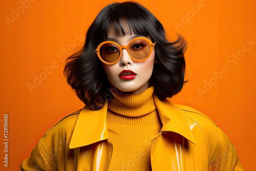 Woman in a Yellow Coat and Sunglasses