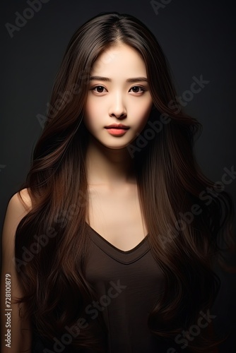 Asian Woman With Long Dark Hair Posing for a Picture