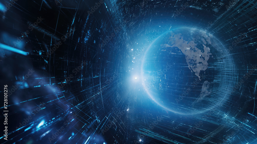 The planet earth inside the cyber space and dark universe with a starry nebula and unknown space. Universe science astronomy space background wallpaper The planet earth inside the cyber space and dark universe with a starry nebula and unknown space. Universe science astronomy space background wallpaper
