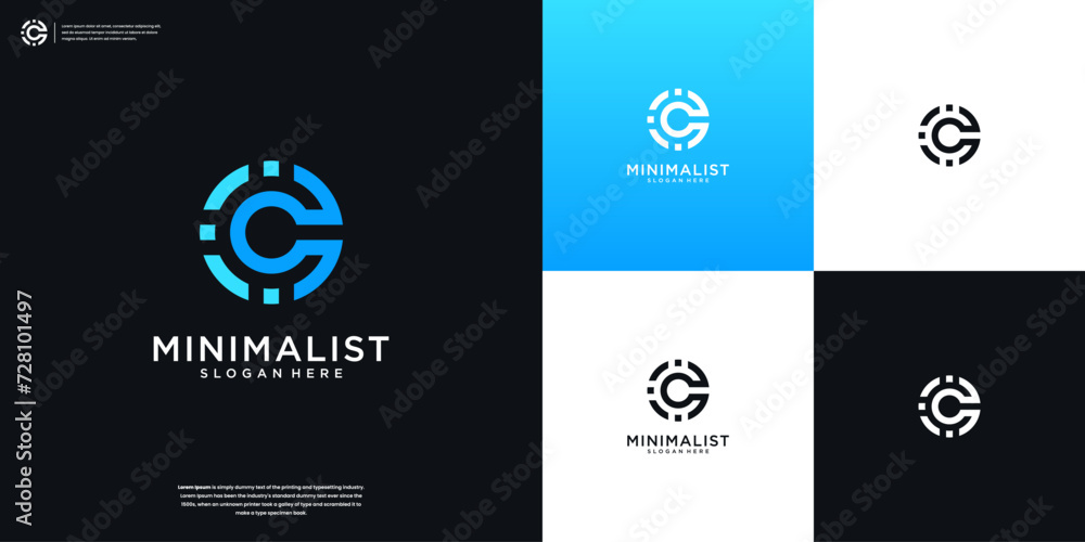 Letter C initial logo icon design template. minimalist, modern, elegant