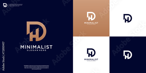 Letter D and H or DH initial logo icon design template. minimalist, modern, elegant photo