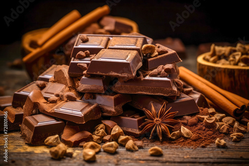 Dark chocolate on dark background