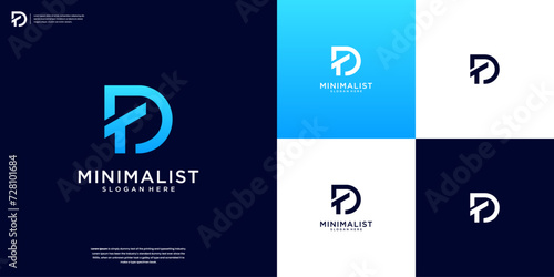 Creative Modern D and T or D T Letters icon logo design inspiration