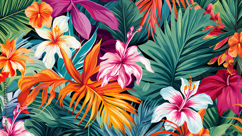 Lush Palm and Exotic Floral Pattern © Kerstin