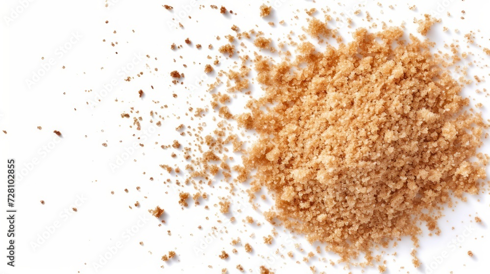 Bread crumbs macro isolated on white background. Splash of crumbs Top view. Flat lay Bread crumbs macro isolated on white background. Splash of crumbs Top view. Flat lay
