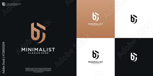 Minimalist letter B T logo monogram.