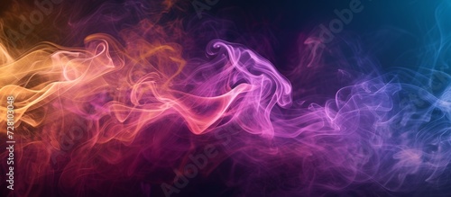 Colorful Background with Smooth Incense Smoke on Black Background