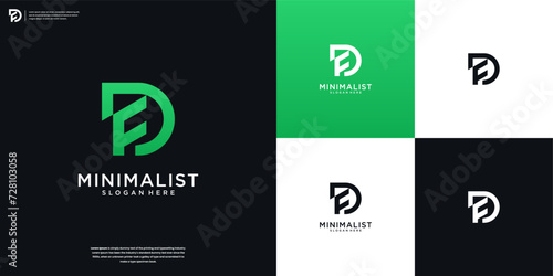 Minimalist letter D F logo monogram.