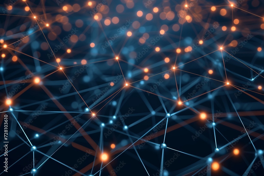 Fototapeta premium abstract representation of interconnected data nodes, digital matrix, binary code transmission