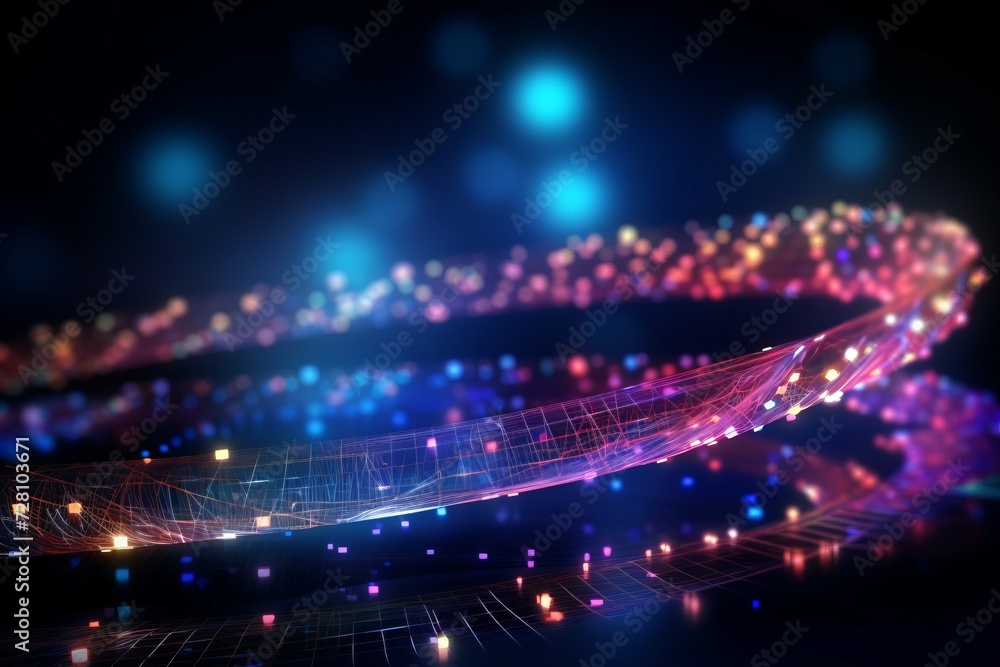 Abstract DNA helix structure from points and lines with data around Abstract DNA helix structure from points and lines with data around