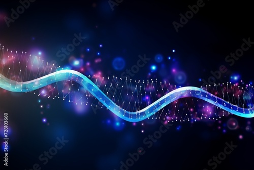 Abstract DNA helix structure from points and lines with data around
