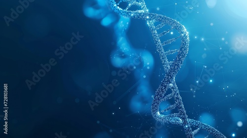 DNA spiral with abstract corporate logo on a blue background