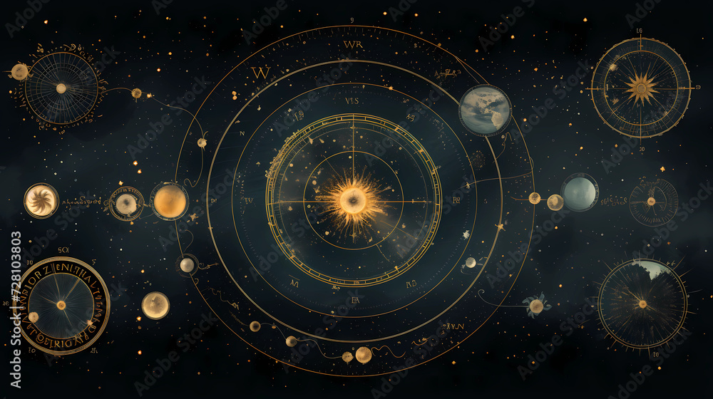 Cosmic Cartography: Antique Celestial Pattern Cosmic Cartography: Antique Celestial Pattern