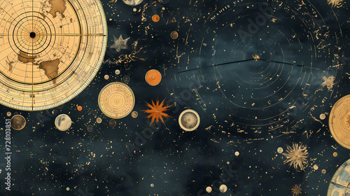 Cosmic Cartography: Antique Celestial Pattern photo
