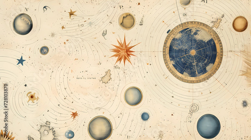 Cosmic Cartography: Antique Celestial Pattern