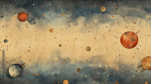 Cosmic Cartography: Antique Celestial Pattern